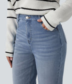 Jean droit 7/8 décontracté Halara Flex™ taille haute avec poches