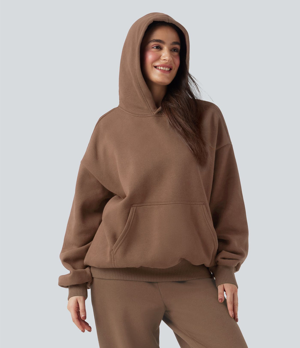 Sweat à capuche en coton molleton manches longues avec poches