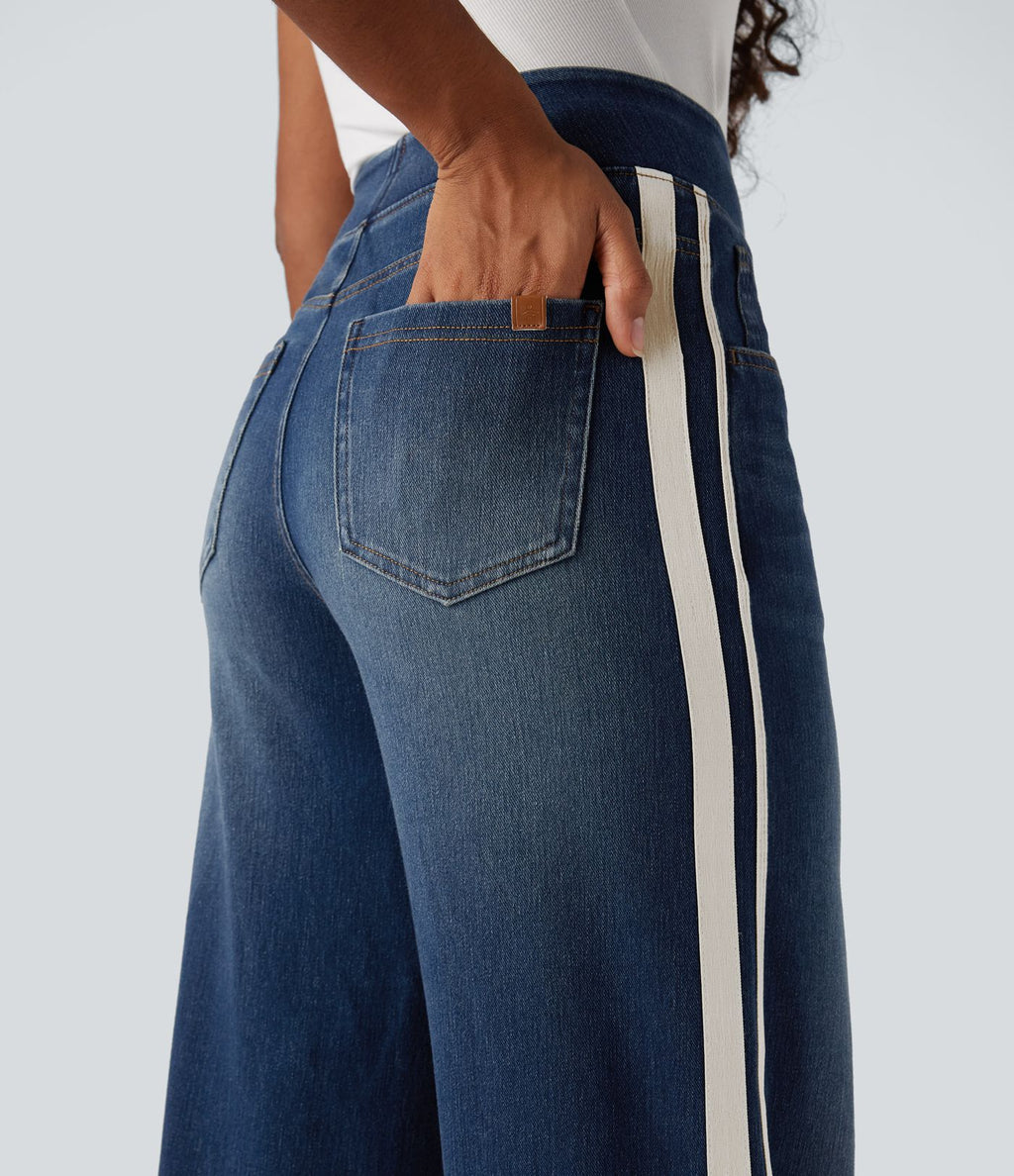 Halara Flex™ Jean large fluide délavé taille haute à rayures avec poches