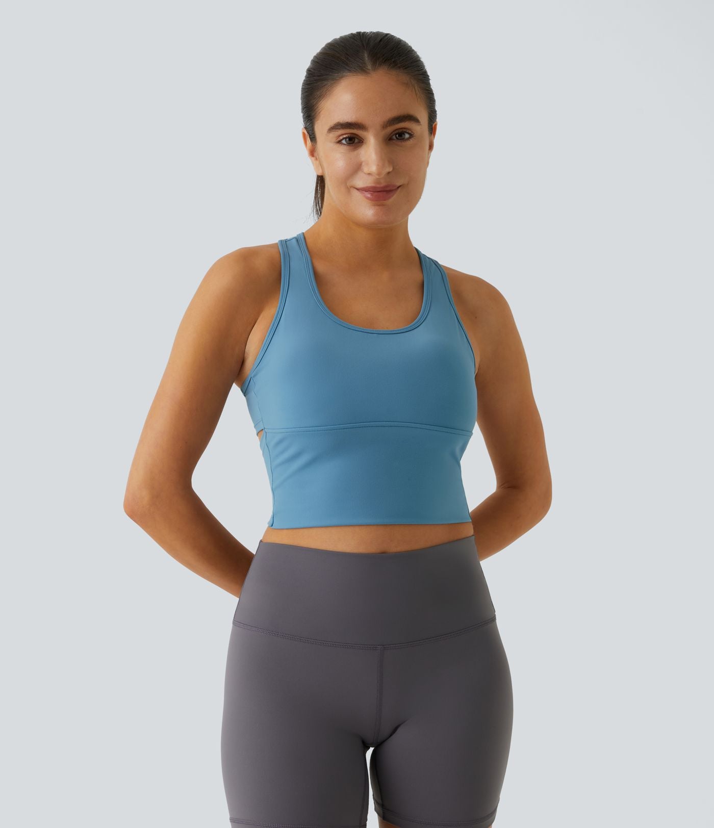 Softlyzero™ Plush Plus Débardeur Yoga Crop à Col U Plongeant Dos Nu Dos Nageur Découpé - UPF50+