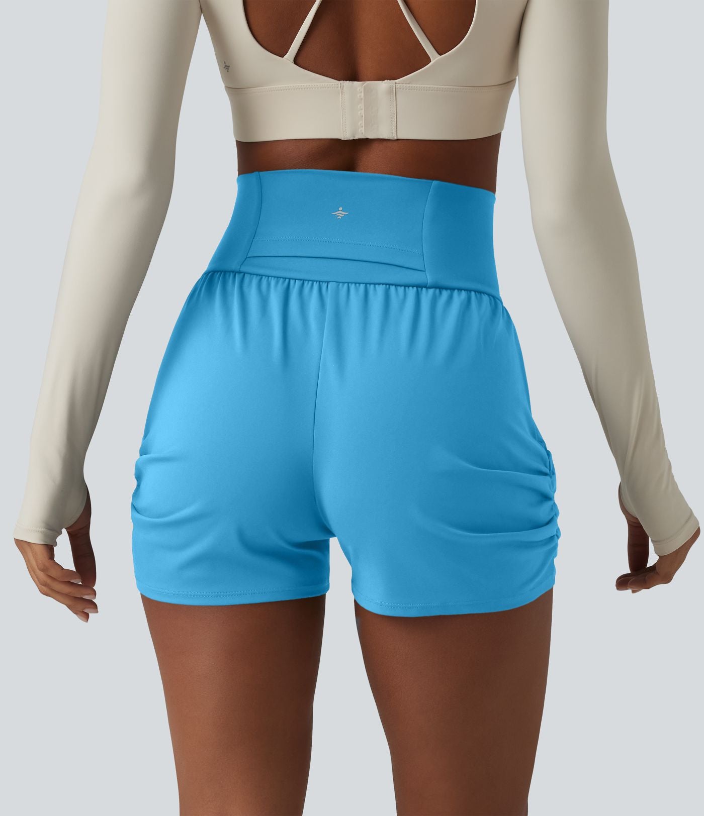 Short de yoga SoftlyZero™ Airy taille haute froncé effet frais InstantCool 7,5 cm avec poches
