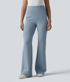 Pantalon évasé casual SpacerTek™ taille haute gainant en maille côtelée à poche