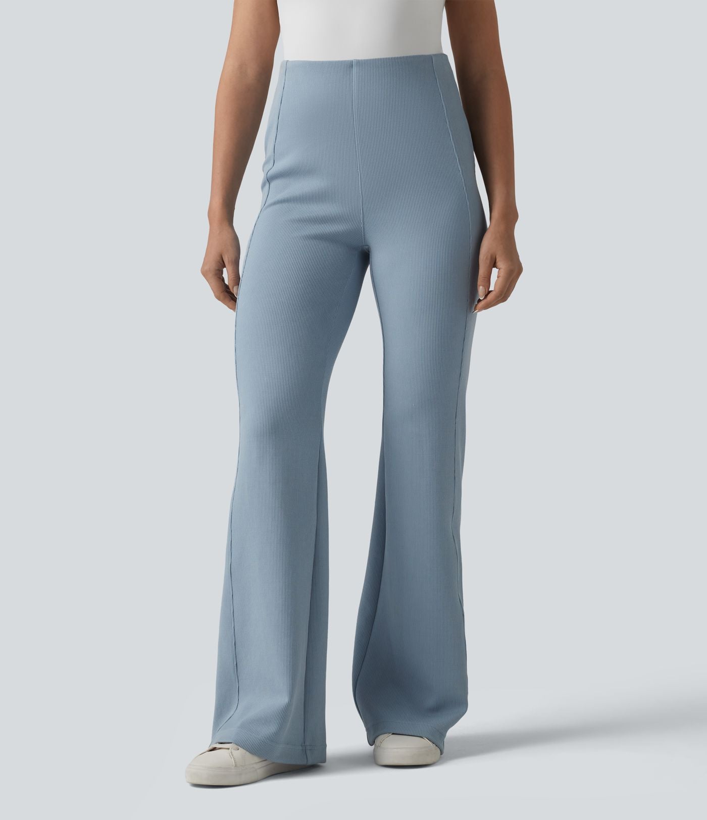 Pantalon évasé casual SpacerTek™ taille haute gainant en maille côtelée à poche