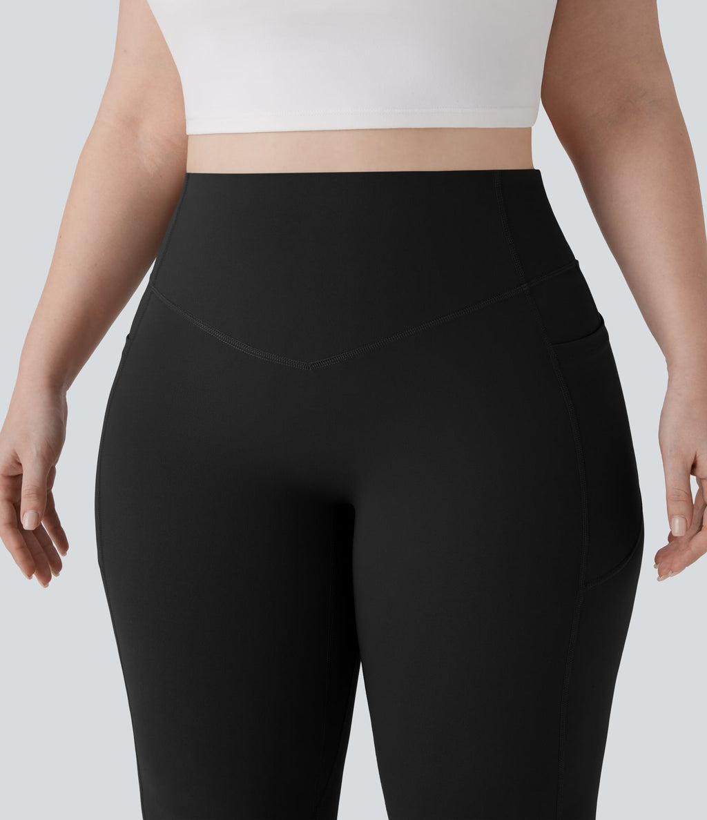Pantalon de yoga à coupe bootcut gainant galbant taille haute grande taille avec effet scrunch et poches Halara UltraSculpt™