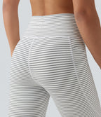Legging corsaire de yoga taille haute à rayures avec cordon de serrage et poches