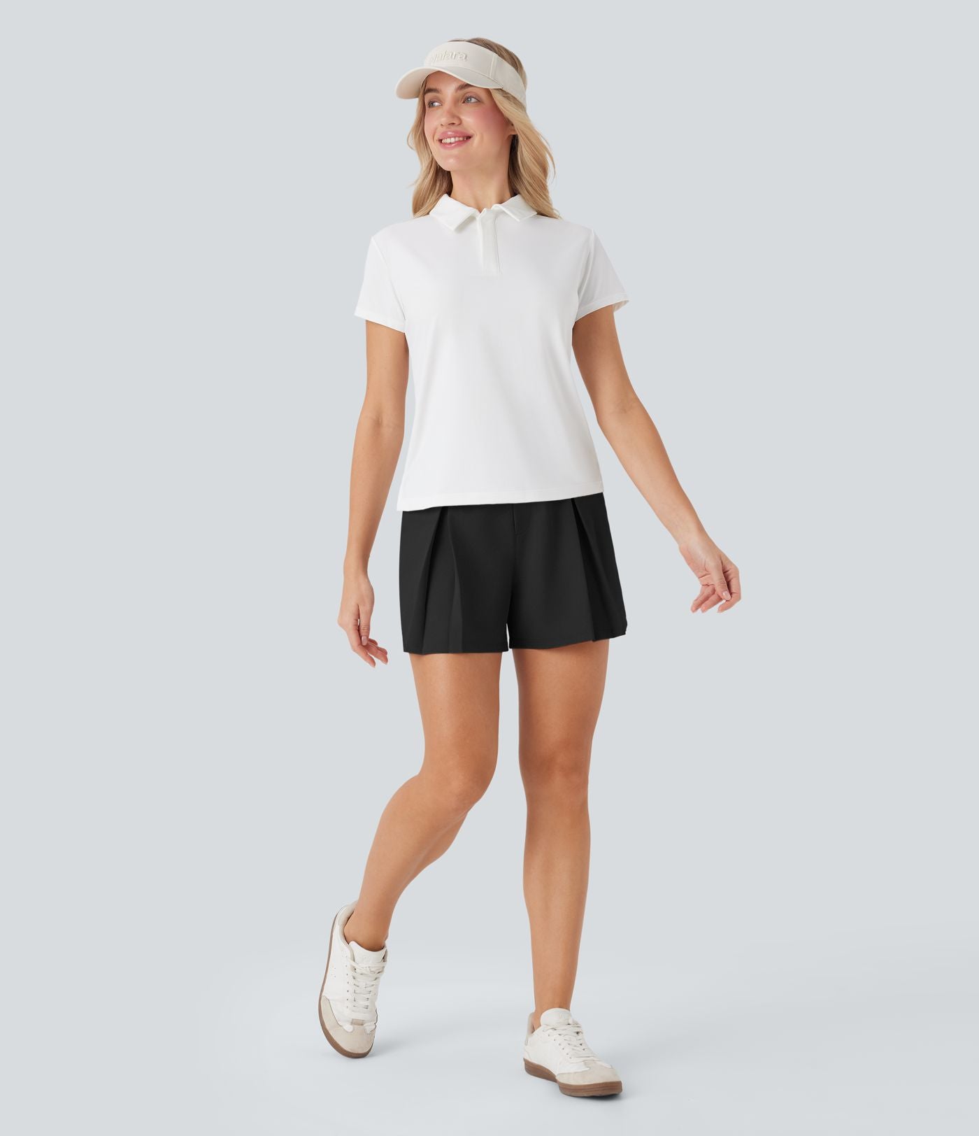 Short golf séchage rapide taille haute avec poches latérales - Poche pour tees de golf - UPF 40+