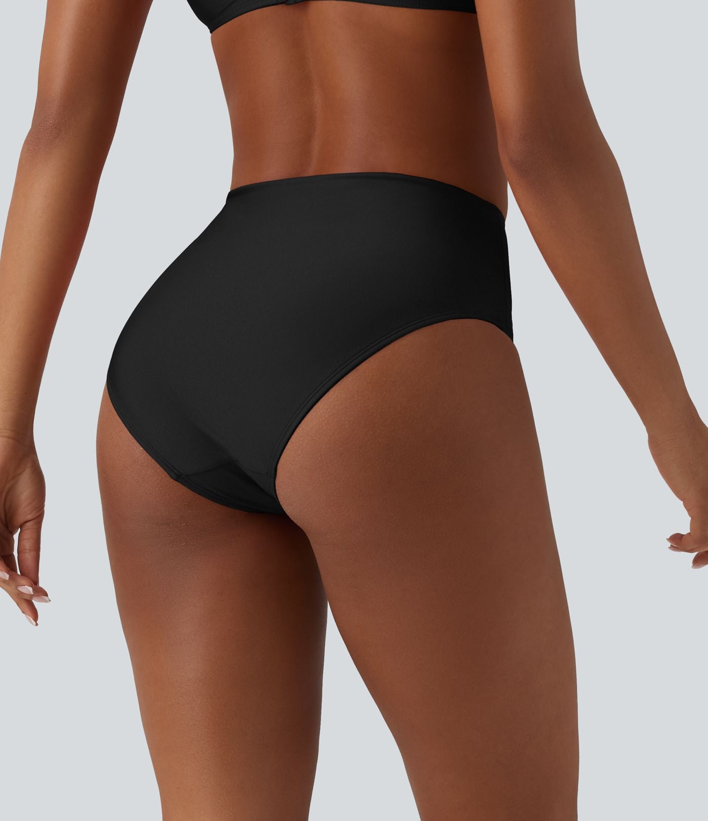 Bas de maillot de bain bikini taille haute gainant froncé
