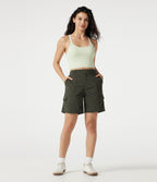 Short cargo bermuda taille mi-haute 17,5 cm avec poches