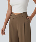 Pantalon tailleur jambes droites asymétrique taille haute Halara Flex™ DayStretch avec poches