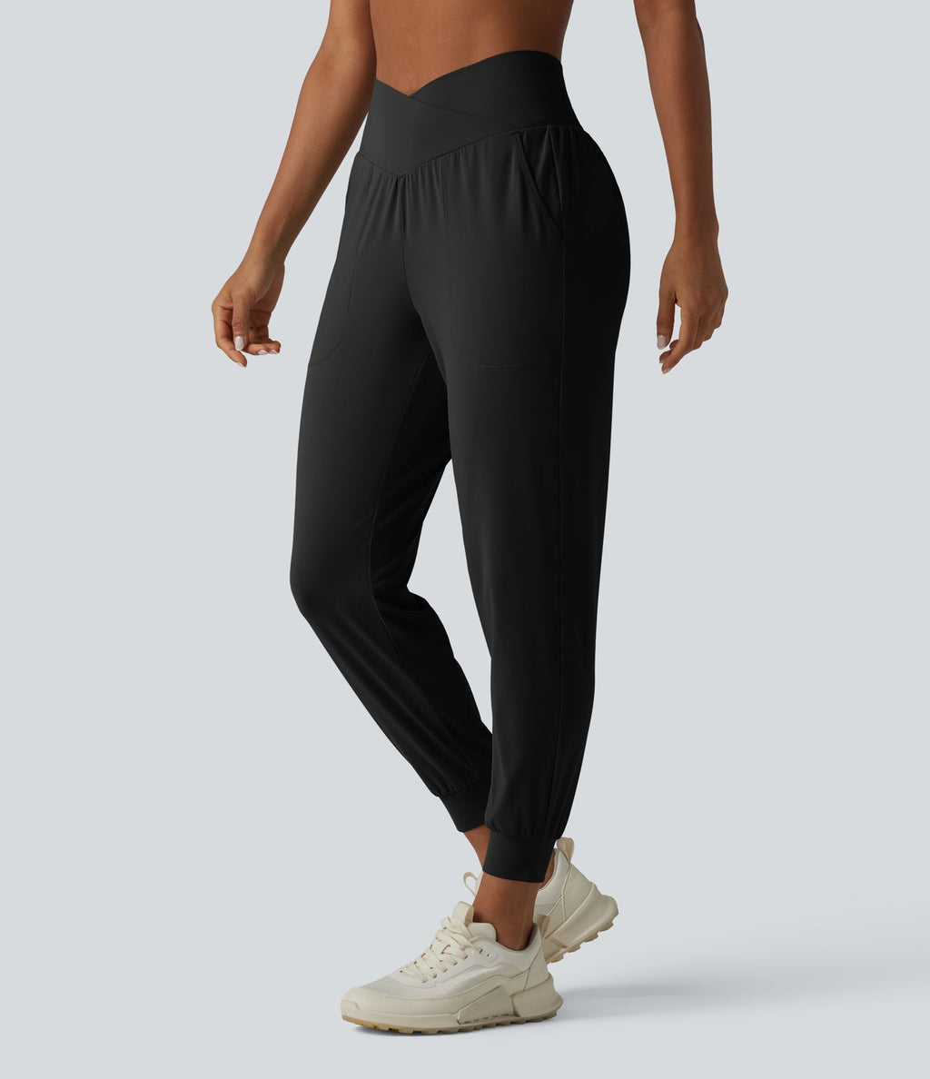 Jogging de yoga SoftlyZero™ taille haute, coupe fuselée et croisée, avec poches - Protection solaire UPF50+