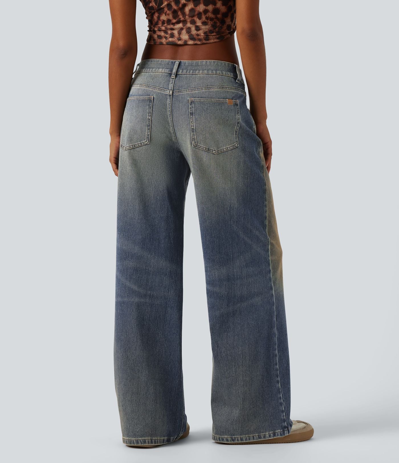 Jean large Halara Flex™ taille basse délavé avec poches