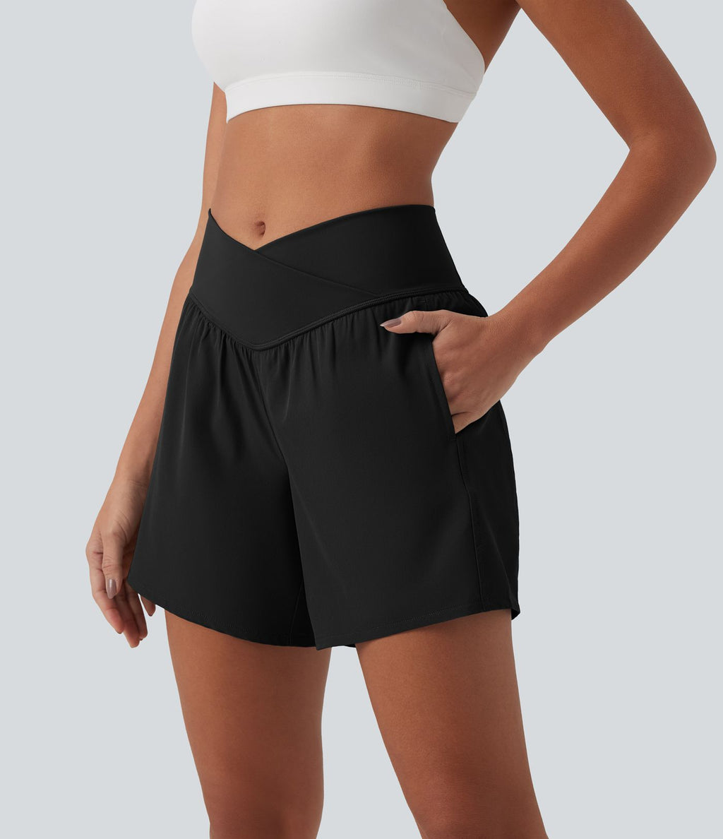 Short yoga 2-en-1 Breezeful™ croisé taille haute séchage rapide 12,5 cm avec poches