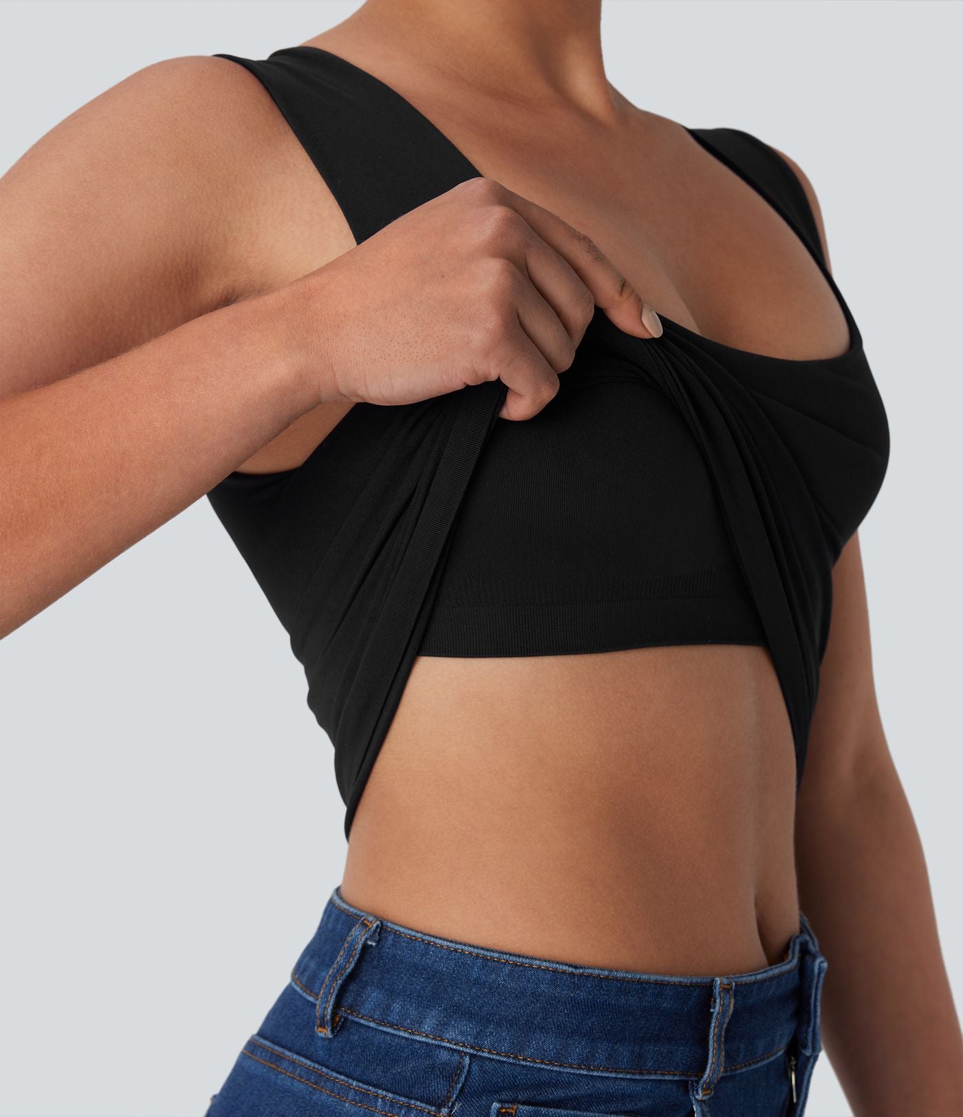 Haut d'intérieur 2-en-1 col U sans manches sans couture OneForm Seamless Flow