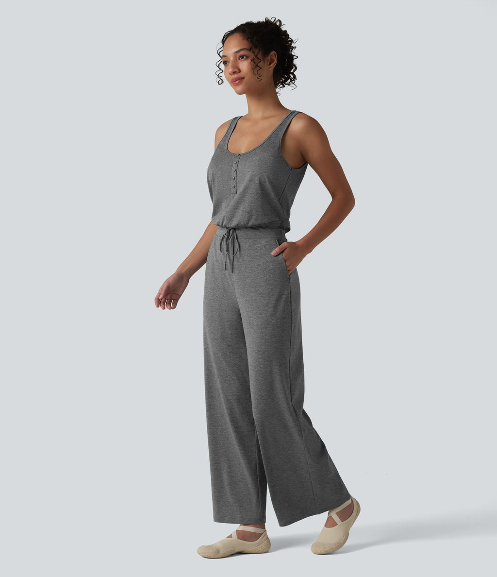 Halara UltraSculpt™ Combinaison yoga chinée col U sans manches séchage rapide avec poches - Easy Peasy