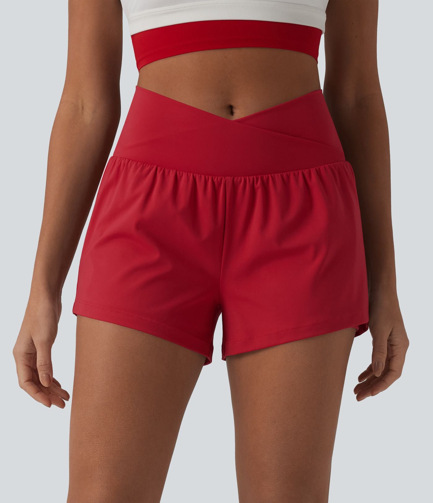 Short de yoga 2-en-1 SoftlyZero™ Airy croisé taille haute 7,5 cm effet frais InstantCool avec poches