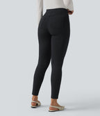 Pantalon bureau taille haute coupe skinny avec poches