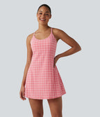 Robe sport mini 2-en-1 de tennis à carreaux tartan froissés, séchage rapide et poches – Édition Easy Peasy