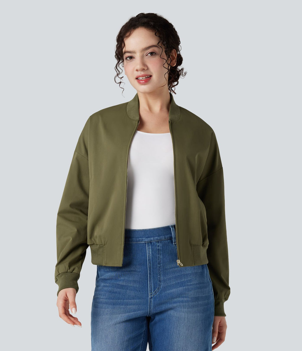 Veste bomber fermeture éclair coupe décontractée avec poches