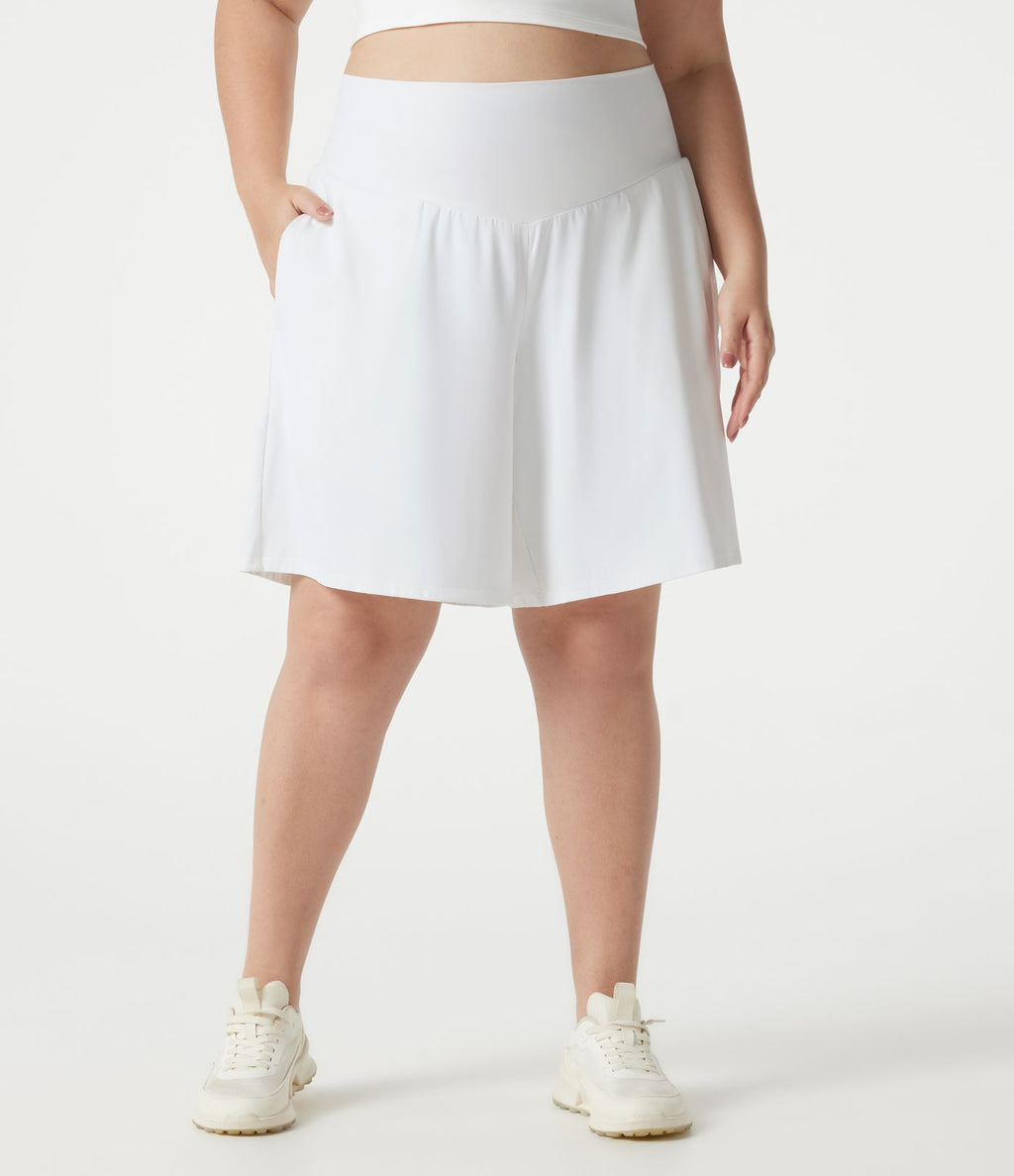 Bermuda de yoga grande taille SoftlyZero™ Airy taille haute effet frais InstantCool avec poches