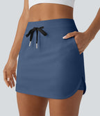 Softlyzero™ QuickDry Jupe de golf courte deux-en-un à taille haute avec poches latérales, ourlet arrondi, cordon de serrage - Poche pour tee de golf