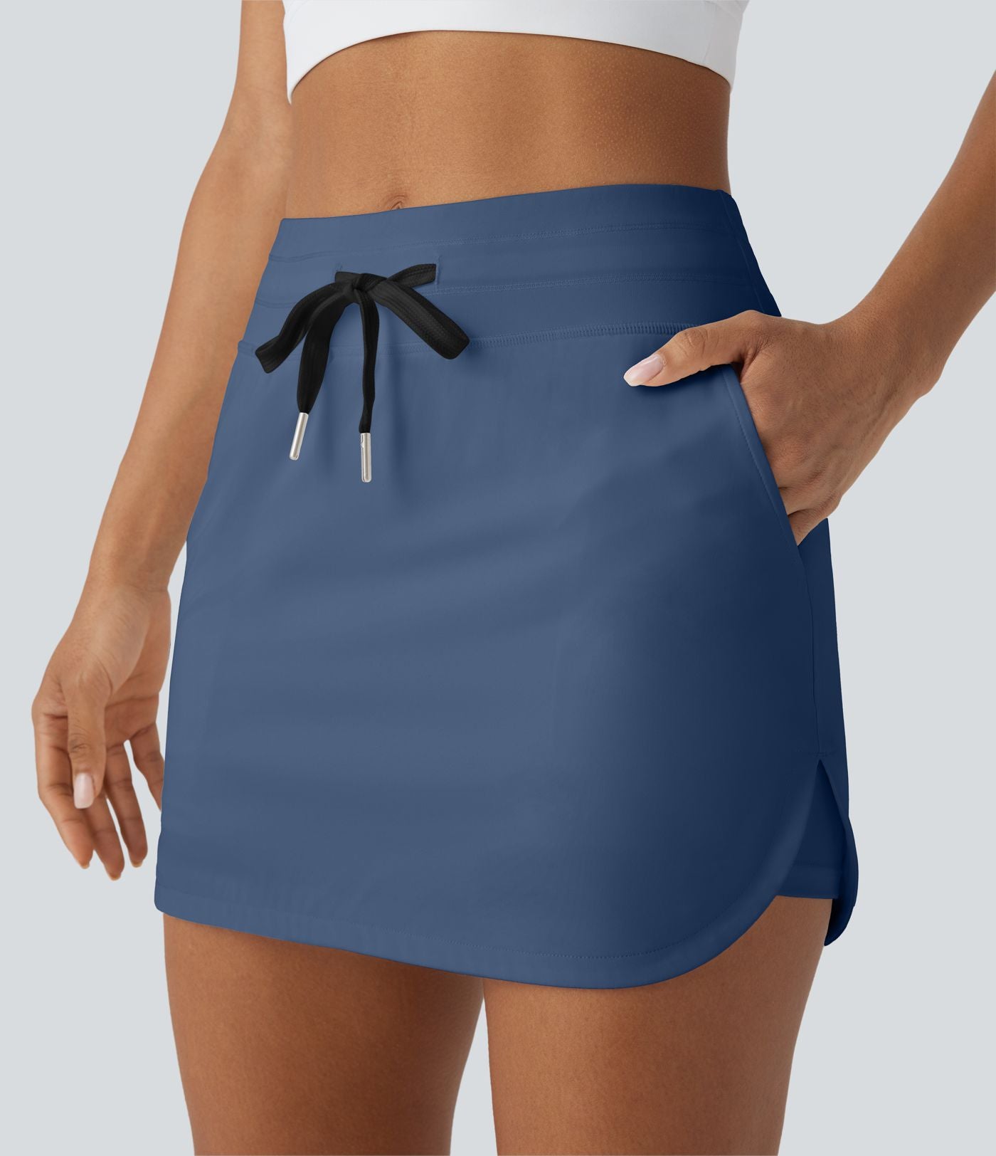 Softlyzero™ QuickDry Jupe de golf courte deux-en-un à taille haute avec poches latérales, ourlet arrondi, cordon de serrage - Poche pour tee de golf