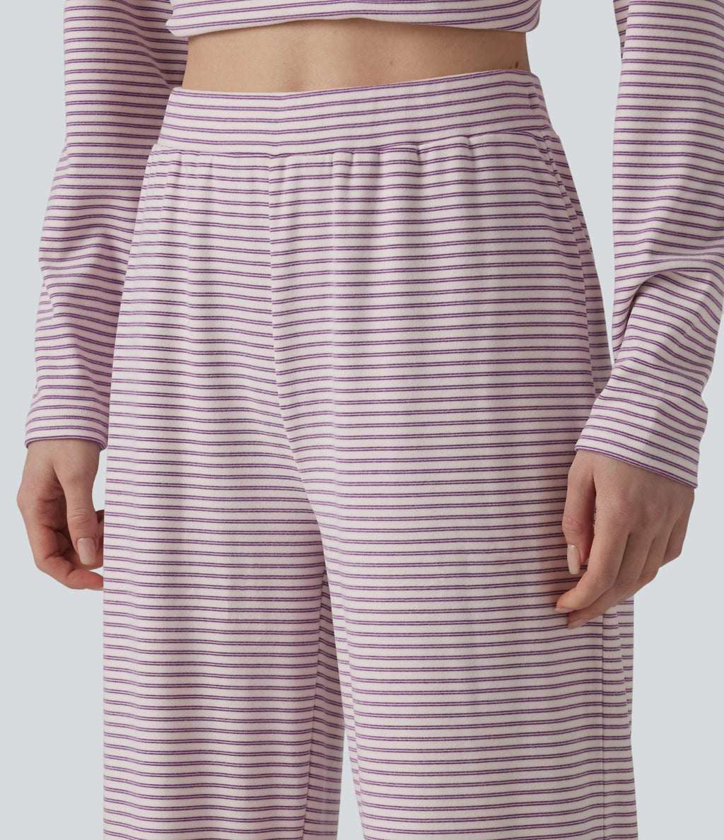 Pantalon de détente large rayé taille haute
