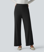 Pantalon tailleur taille haute à jambes droites avec poches