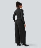 Combinaison tailleur col V manches longues avec zip et poches - Easy Peasy