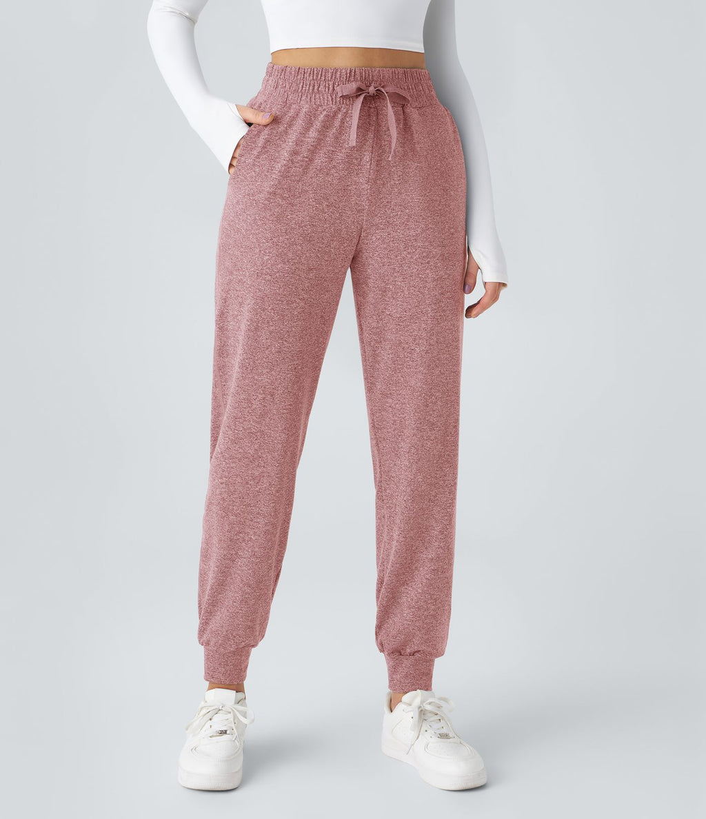 Jogging Yoga Froncé Taille Haute Cordon de Serrage Poche Latérale