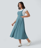 Robe mi-longue décontractée fluide Breezeful™ séchage rapide avec bretelles ajustables, boutons et poches multiples