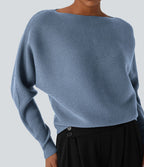Pull décontracté col bateau manches chauve-souris