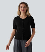 Gilet de travail col rond manches courtes mélange laine