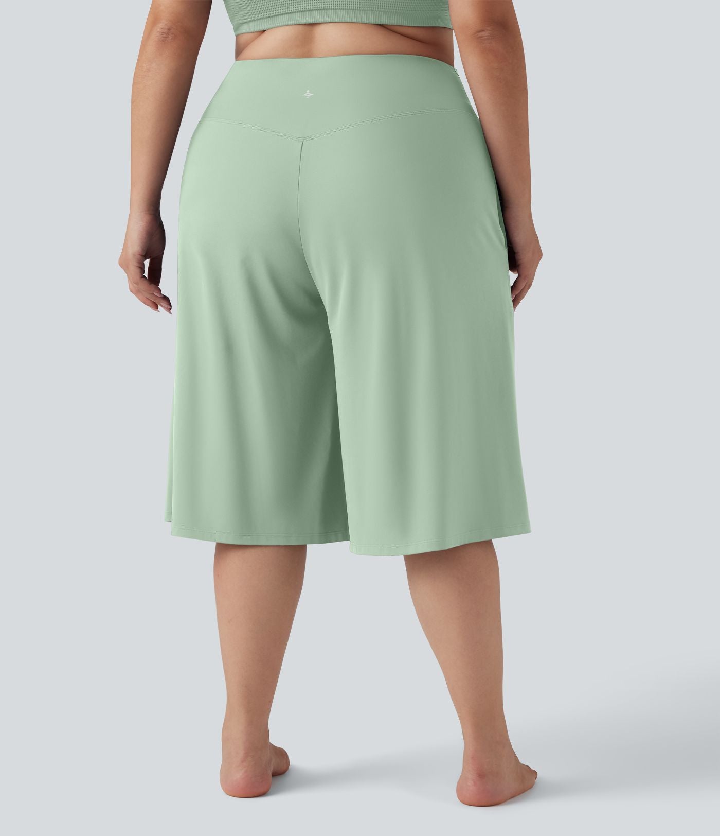 Pantalon corsaire grande taille large SoftlyZero™ Airy taille haute croisée effet frais InstantCool avec poches