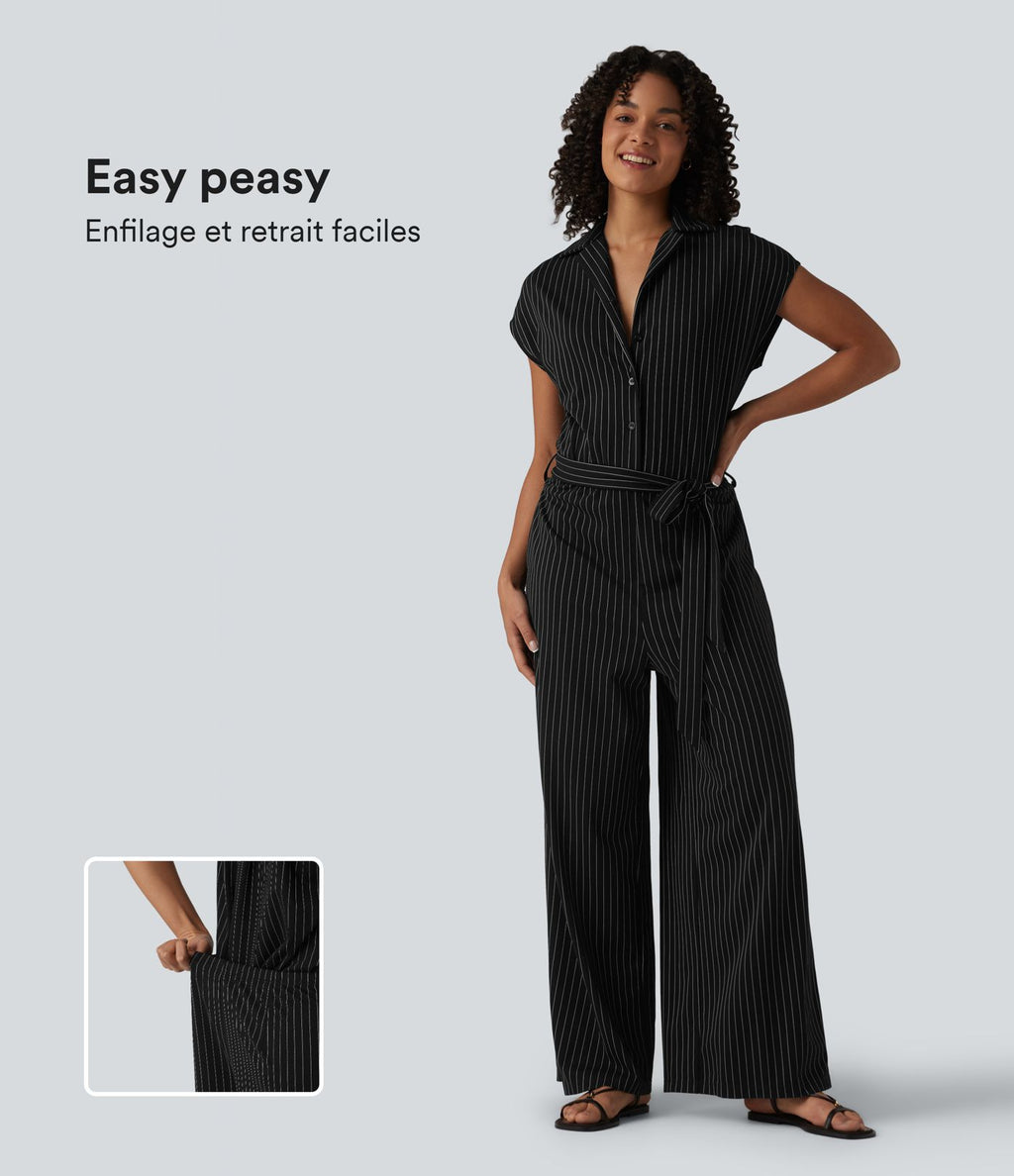 Combinaison chemise manches courtes bureau à effet frais avec ceintures et poches, accès facile Easy Peasy