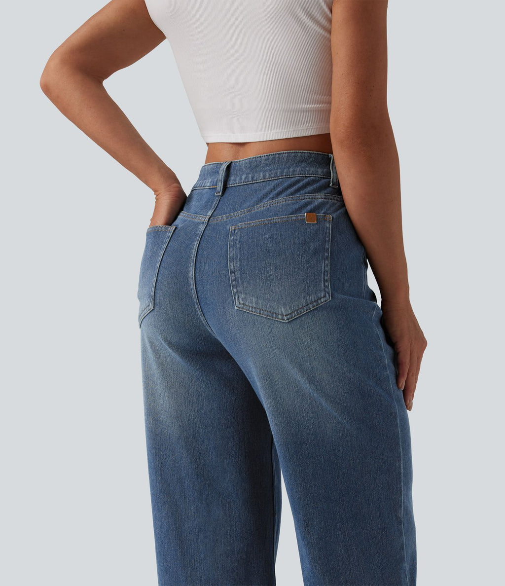 Halara Flex™ Jean coupe droite décontracté taille mi-haute avec poches