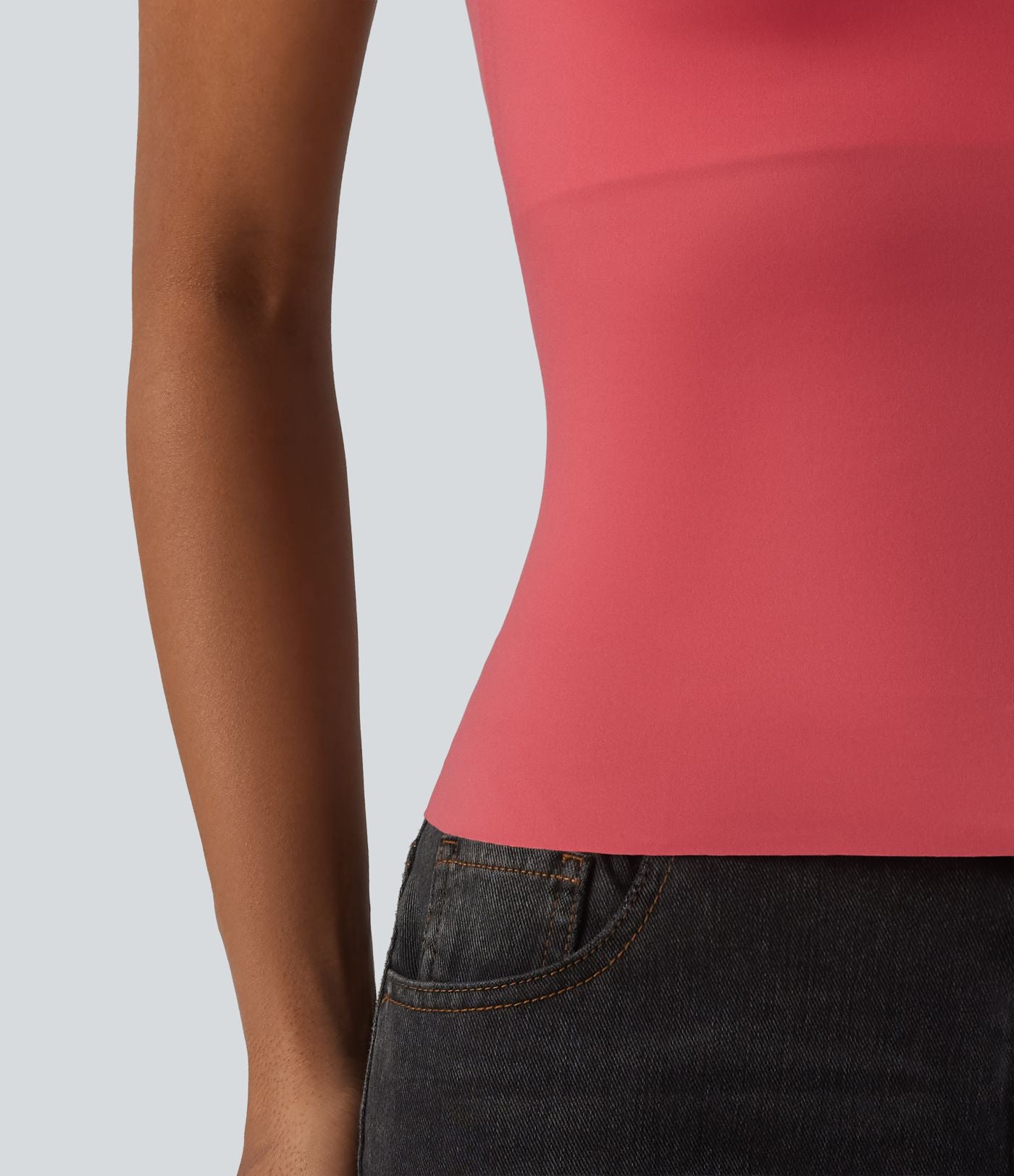 Débardeur décontracté col carré avec soutien-gorge intégré bonnets B-E