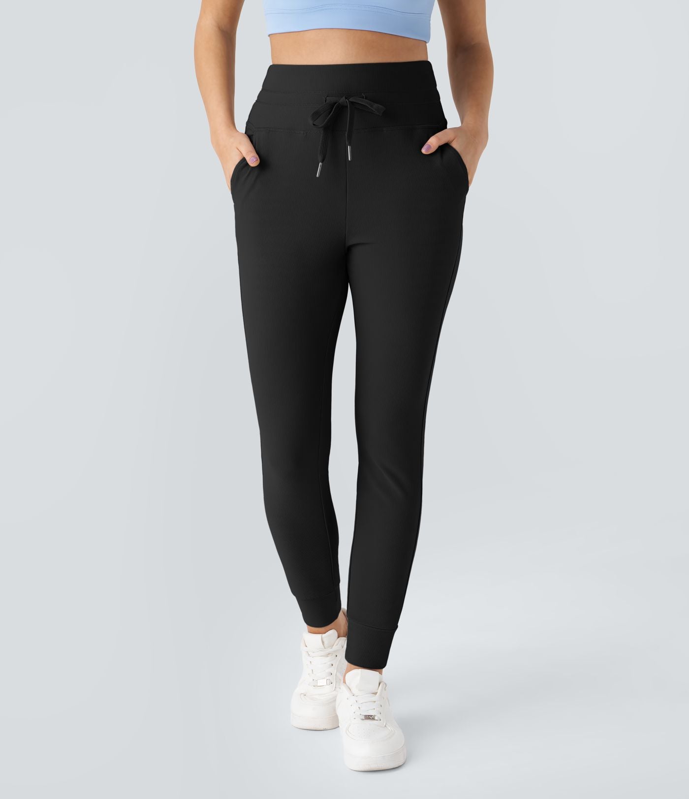 Patitoff™ Flow Pantalon De Jogging Taille Haute Résistant Aux Poils d'animaux Avec Cordon De Serrage Et Poche Latérale Uni Sur Toute La Longueur