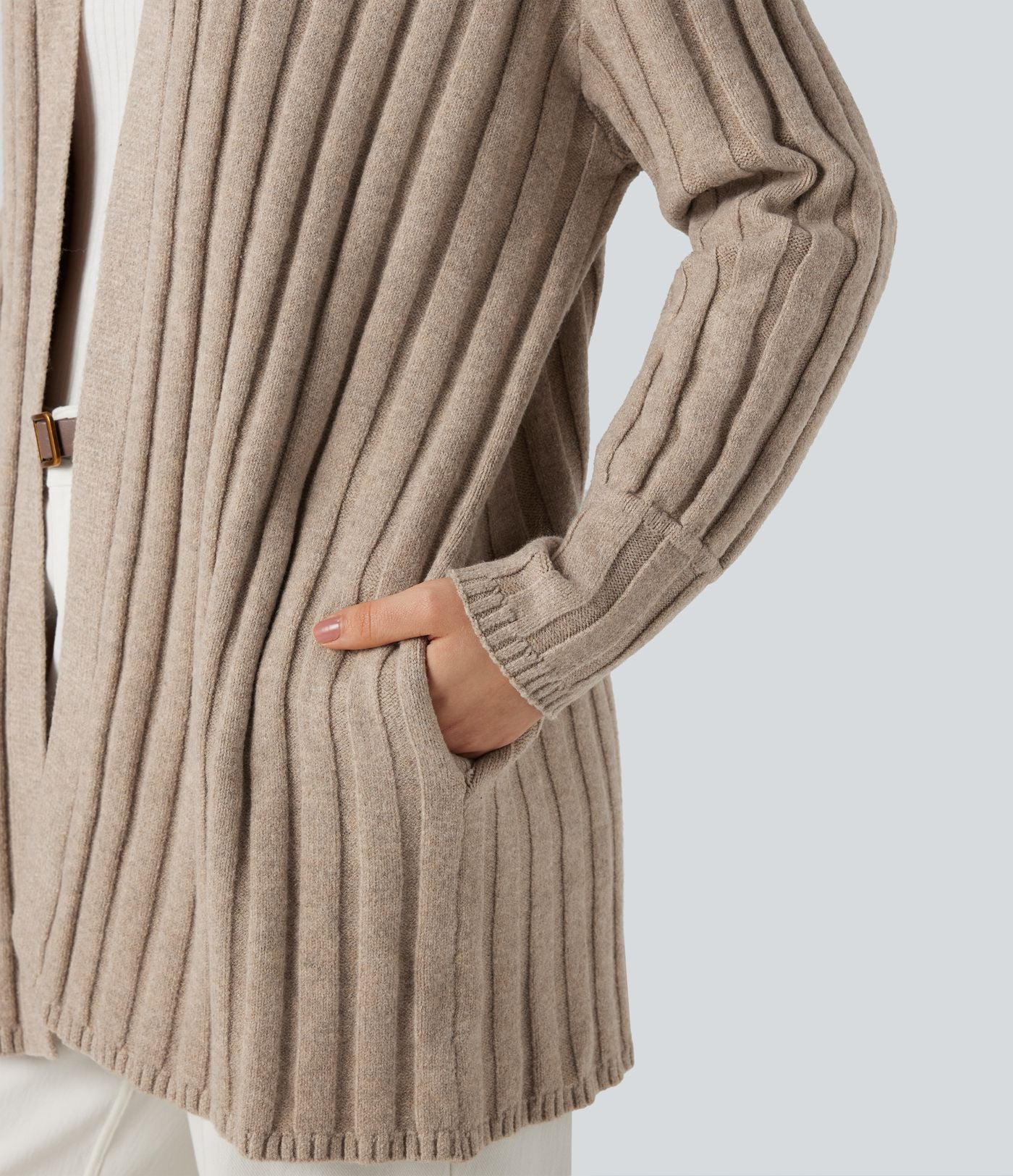 Cardigan décontracté à manches longues avec poches