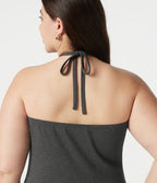 Robe maxi grande taille col halter dos nu avec lien au dos et poches
