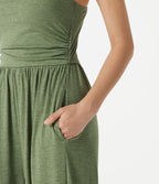 Combinaison jogging décontractée chinée à bretelles réglables, soutien-gorge intégré froncé et poches - Édition Easy Peasy