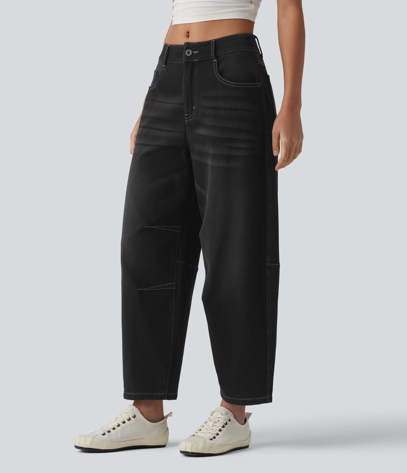 Jean Barrel 7/8 taille basse Halara Flex™ avec poches zippées