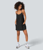 Robe Sport 2 en 1 avec Soutien-Gorge Intégré Dos Nageur Poches Latérales et Coupe Mini
