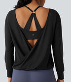 Top de sport yoga SoftlyZero™ Airy 2-en-1 découpe au dos toucher frais