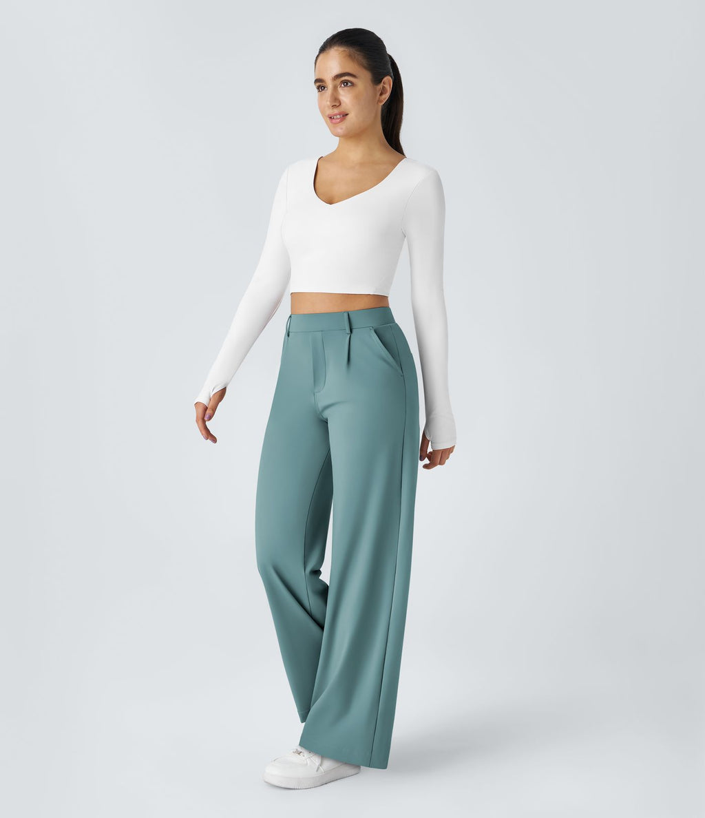 Pantalon tailleur Halara Flex™ DayStretch coupe droite taille haute avec poches