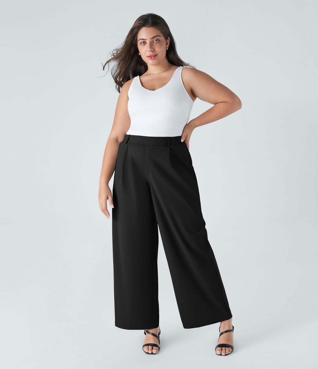 Pantalon de travail grande taille coupe droite taille haute Halara Flex™ DayStretch avec poches