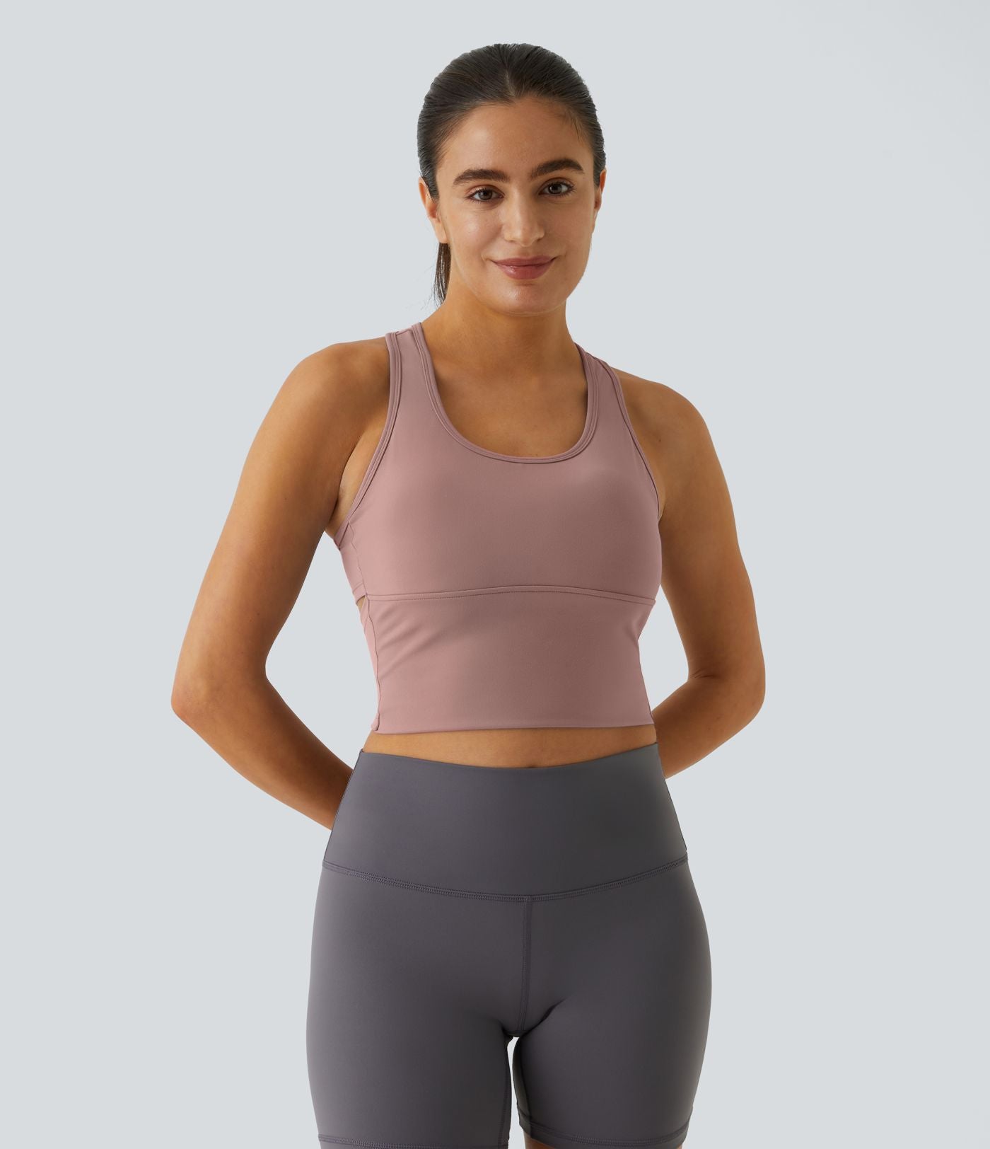 Softlyzero™ Plush Plus Débardeur Yoga Crop à Col U Plongeant Dos Nu Dos Nageur Découpé - UPF50+