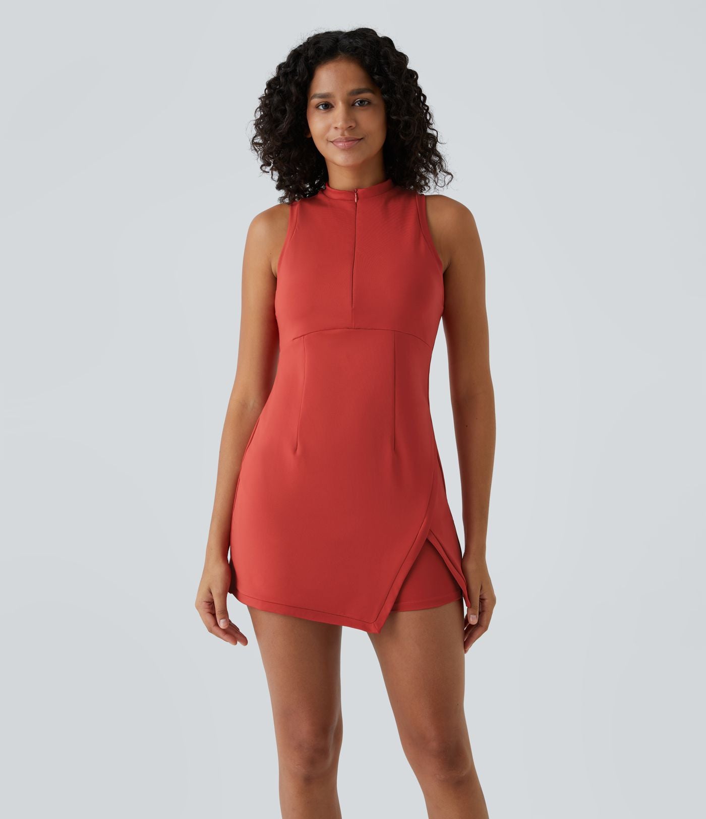 Robe de Tennis Mini Sport 2 Pièces avec Fermeture Éclair Dos Nageur et Poches Latérales Fendues