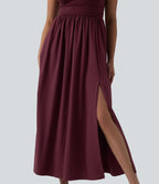 Robe longue fluide col V sans manches