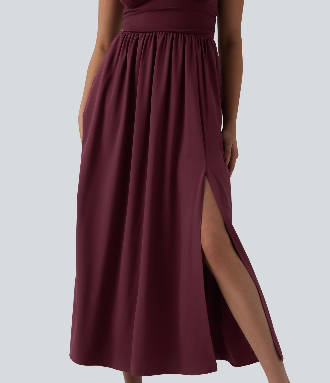 Robe longue fluide col V sans manches