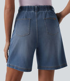 Halara Flex™ Short ample plissé en denim taille haute avec poches